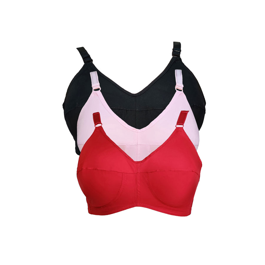 Pure 100% Cotton Lycra straps Bra For Teenagers - Pink, Black & Maroon