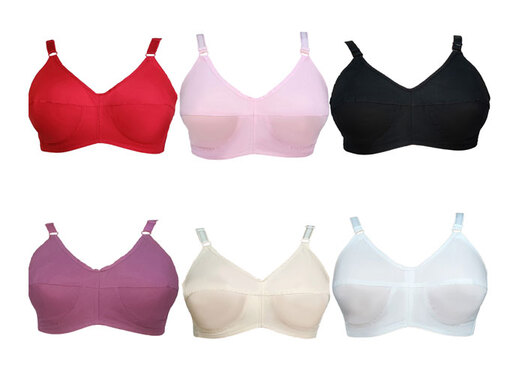 Pack Of 6 Cotton Bra With Lycra Straps – Mix Colour - Teenager Bra