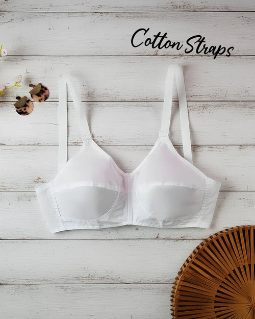 Pack of 3 - Teenager Cotton Bras With Cotton Straps – White
