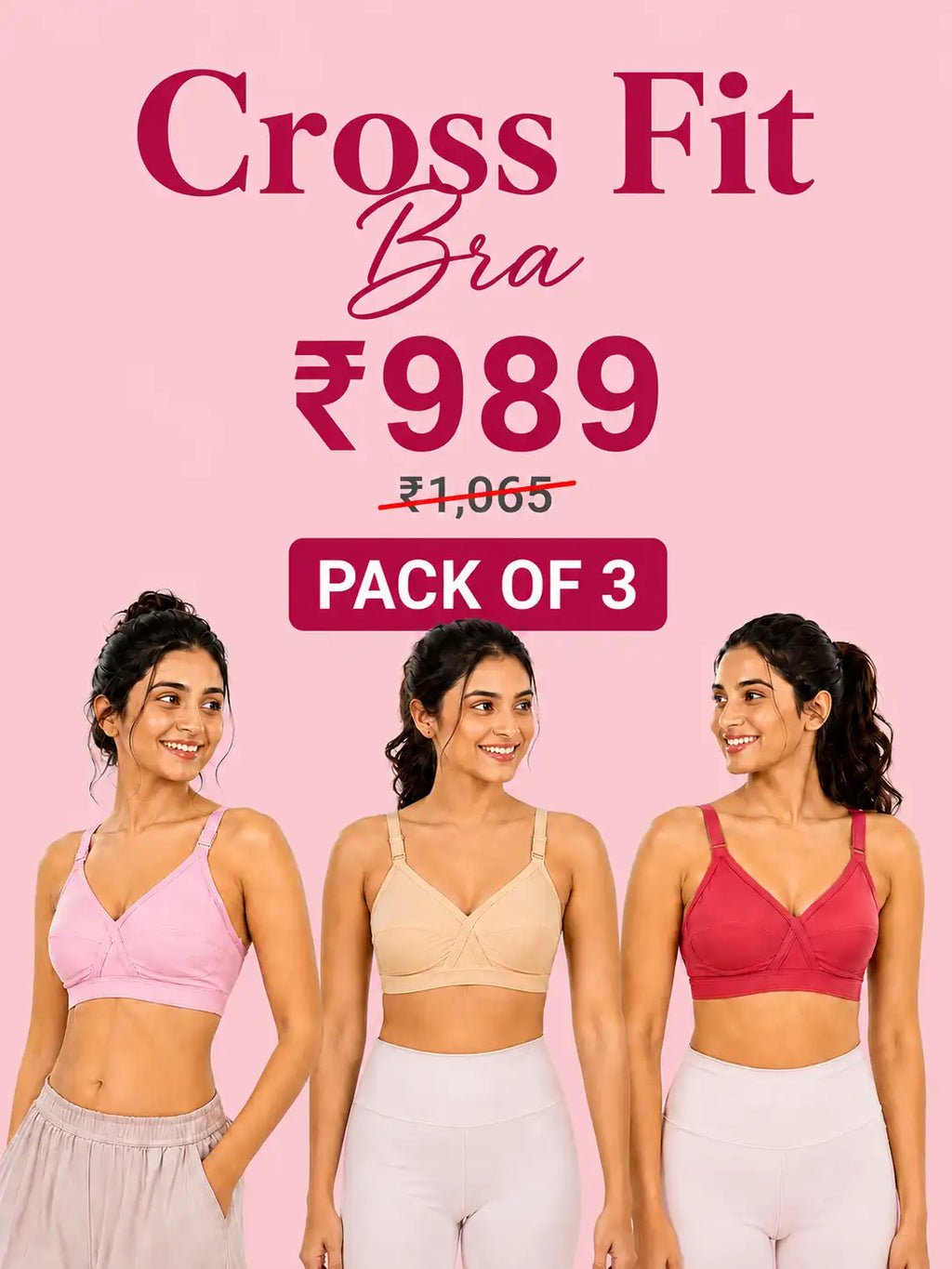 Cross fit Bras – Pack of 3
