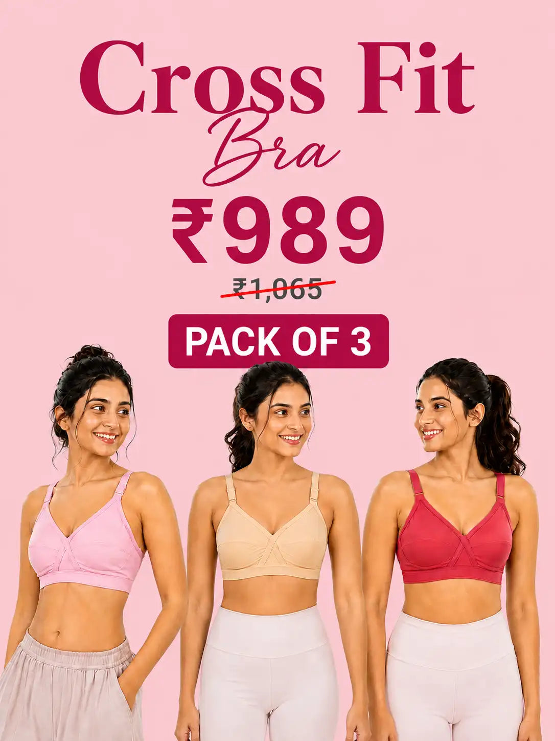 Cross fit Bras – Pack of 3