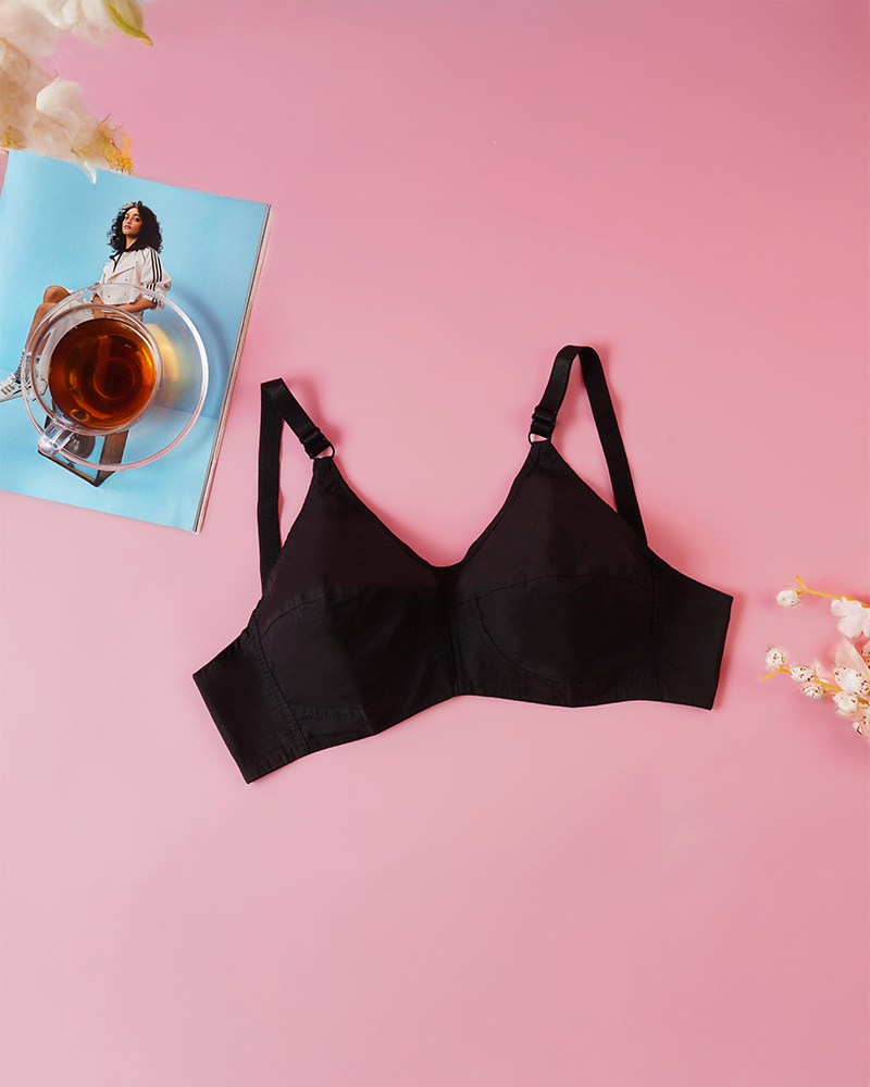 Teenager Cotton Bras With Lycra Straps – Black