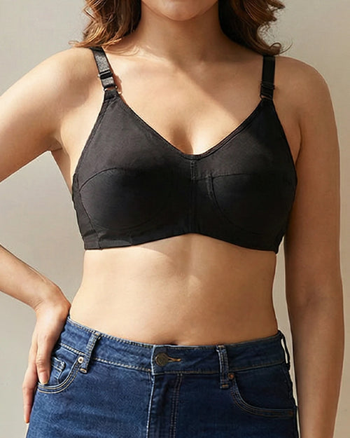 Pack of 3 - Teenager Cotton Bras With Lycra Straps – Black