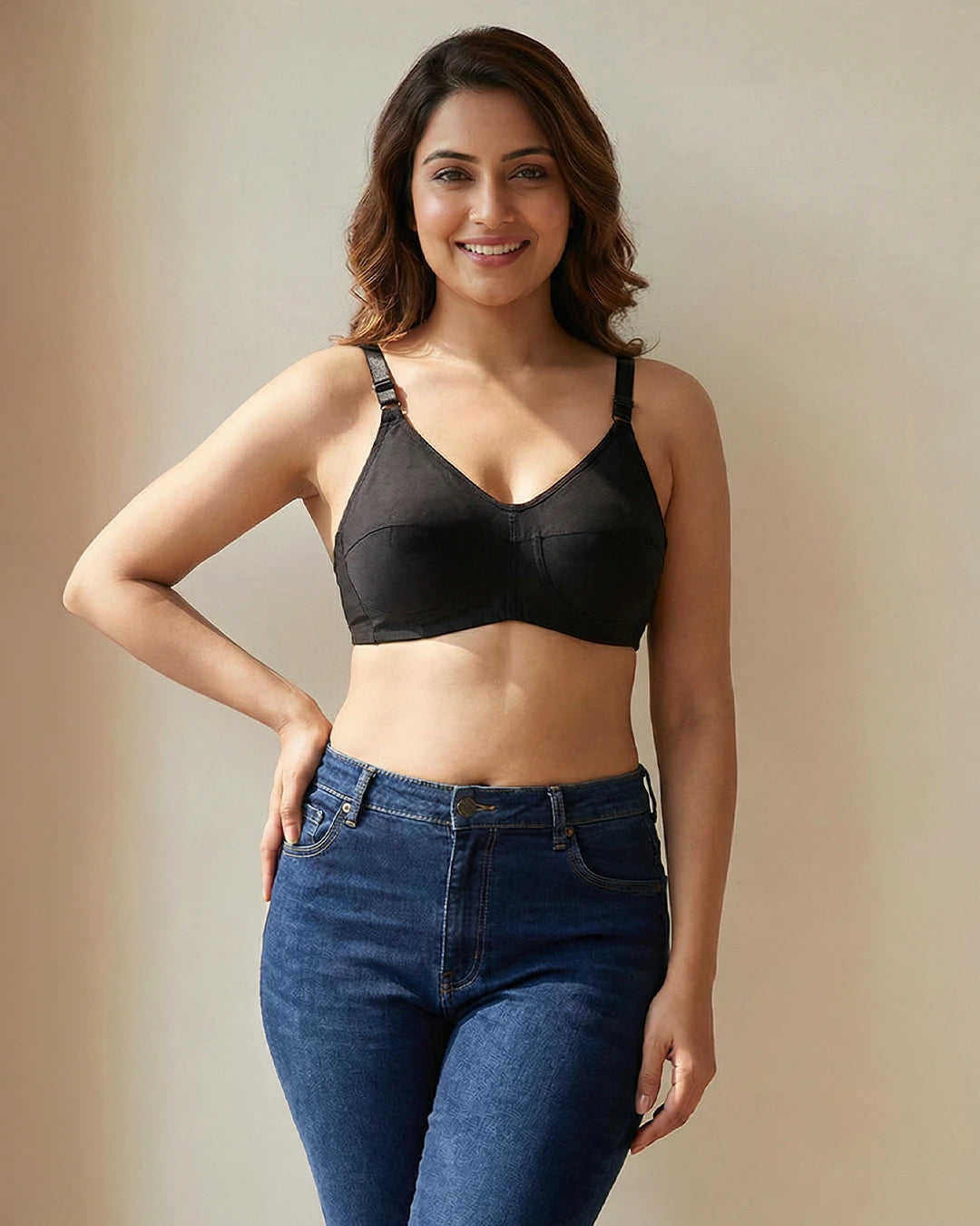 Teenager Cotton Bras With Lycra Straps – Black