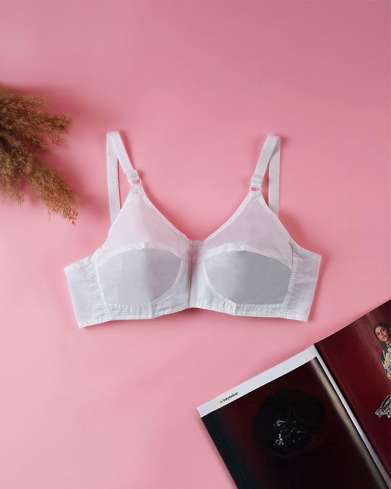 Teenager Cotton Bras With Lycra Straps – White