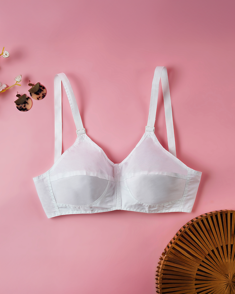 Teenager Cotton Bras With Lycra Straps – White