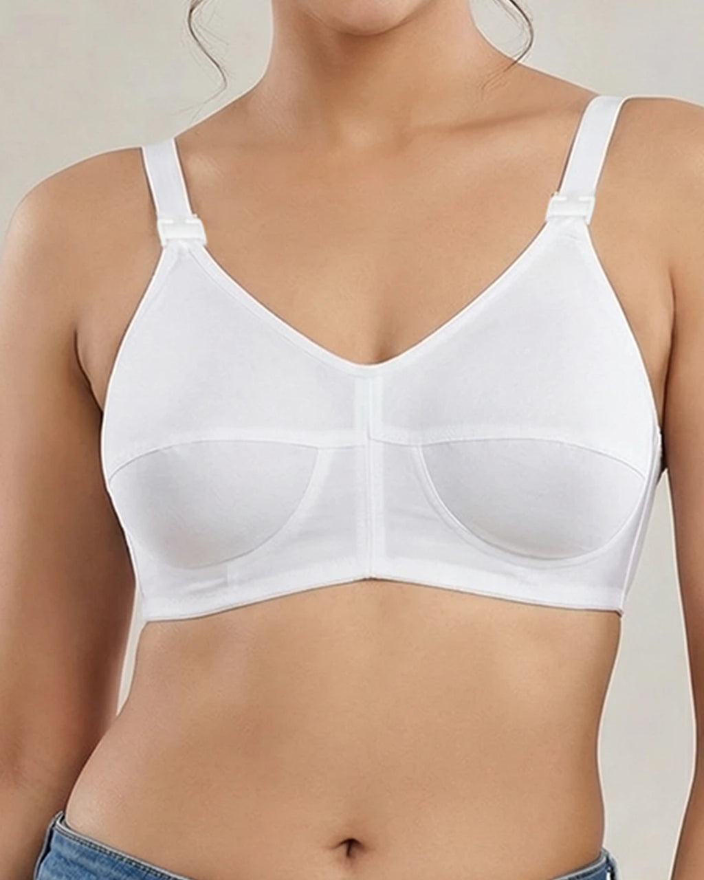 Pack of 3 - Teenager Cotton Bras With Cotton Straps – White