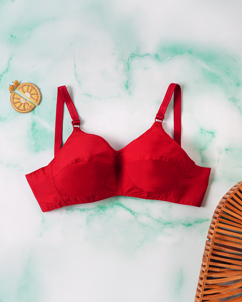 Teenager Cotton Bras With Lycra Straps – Red