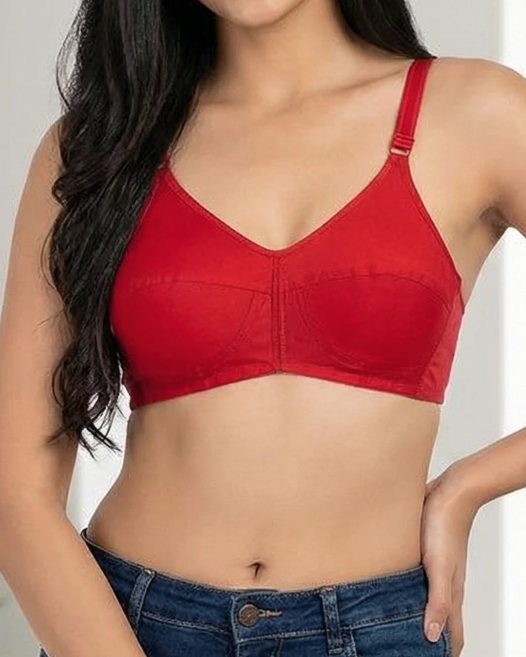 Teenager Cotton Bras With Lycra Straps – Red