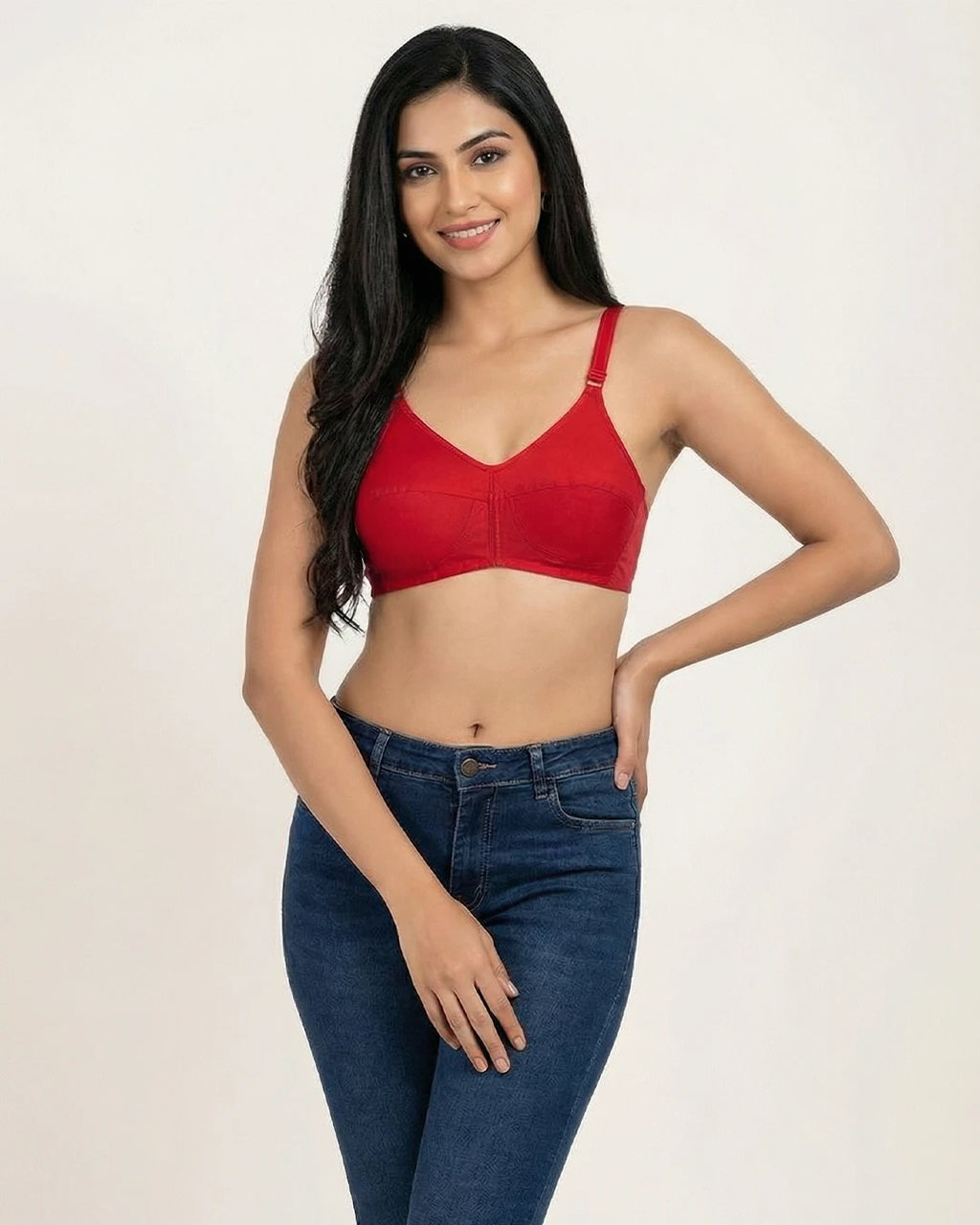 Teenager Cotton Bras With Lycra Straps – Red