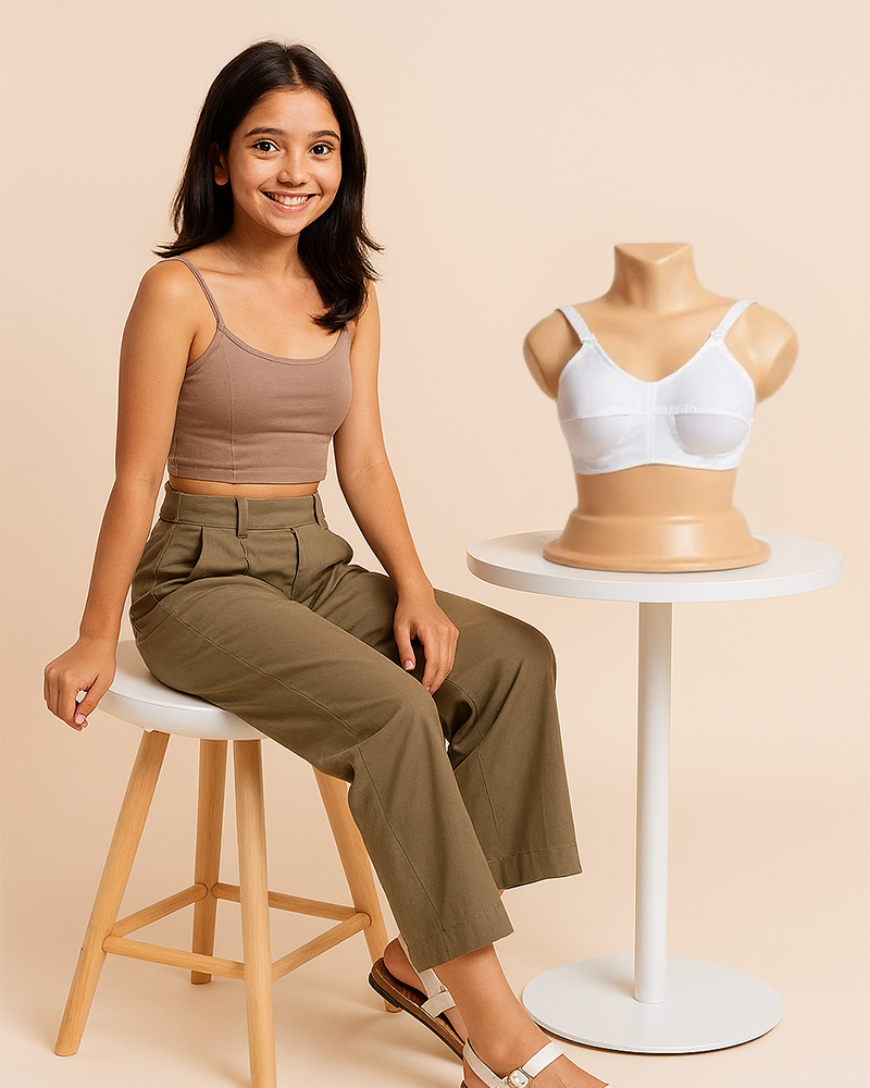 Teenager Cotton Bras With Cotton Straps – White