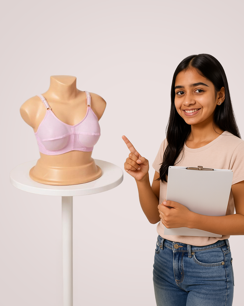 Teenager Cotton Bras With Lycra Straps – Pink