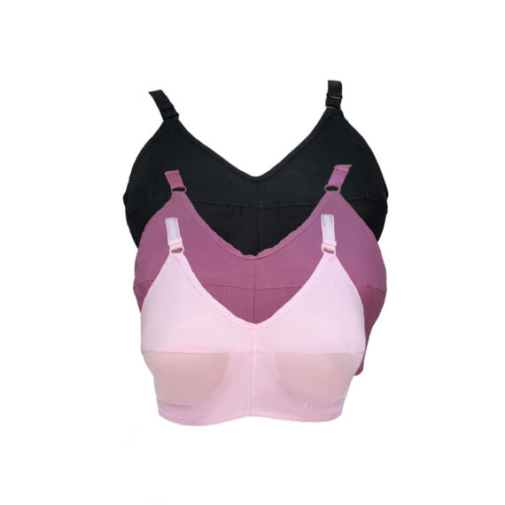 non padded purple black and pink colour bra
