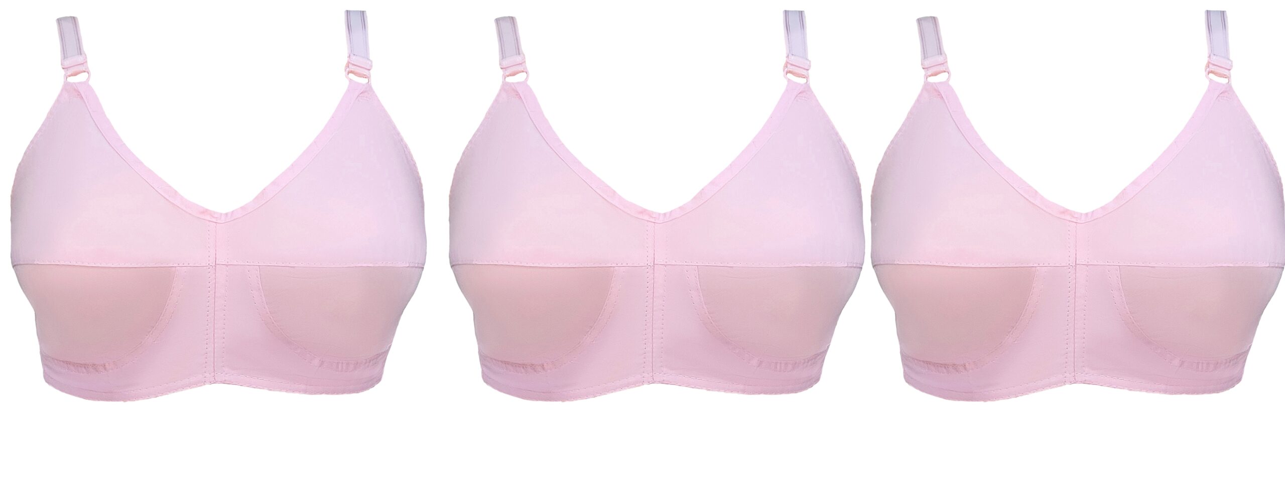 Pack of 3 Pink Bras Cotton Bra With Lycra Straps for Women & Teenagers -  Teenager Bra